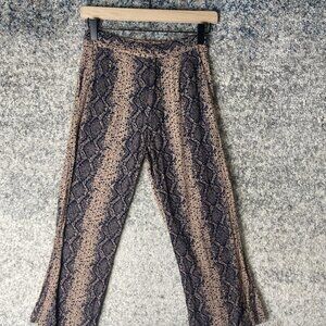 See Life Pants Womens XS Snake Print Straight Leg Zip Closure Boho Chic